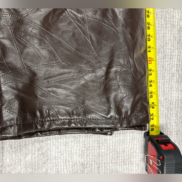 VTG Womens 90s Grunge Patchwork Leather Jacket Size L Brown Edgy Steampunk Artsy - Picture 11 of 13